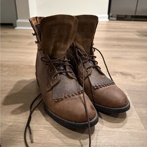 Ariat Men's Brown Leather Fringe Lace-Up Boots